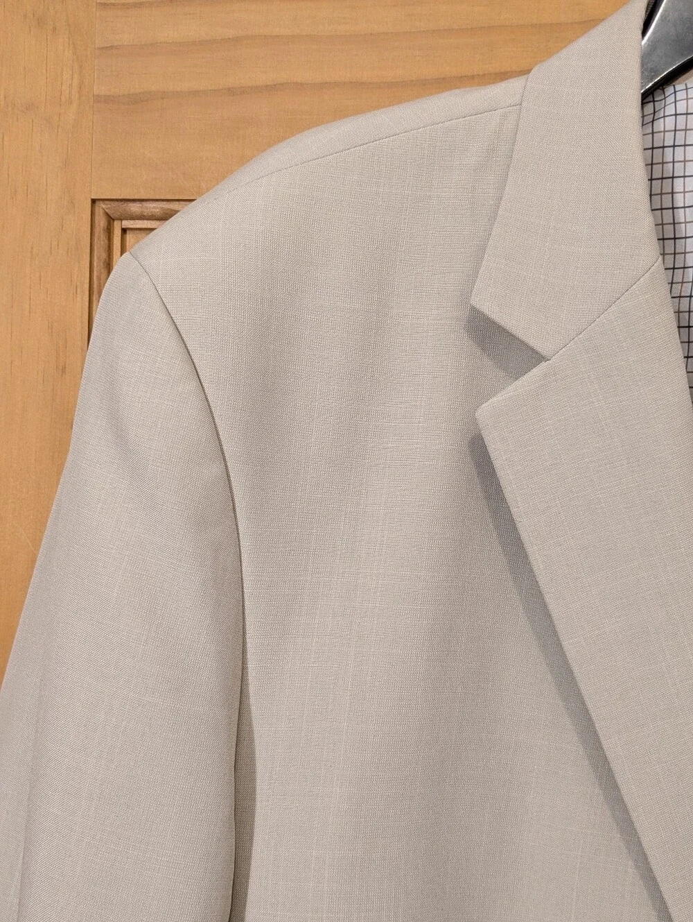 Saddlebred Blazer Men's 46R Beige Cream Polyester 2 Button Sport Coat Jacket